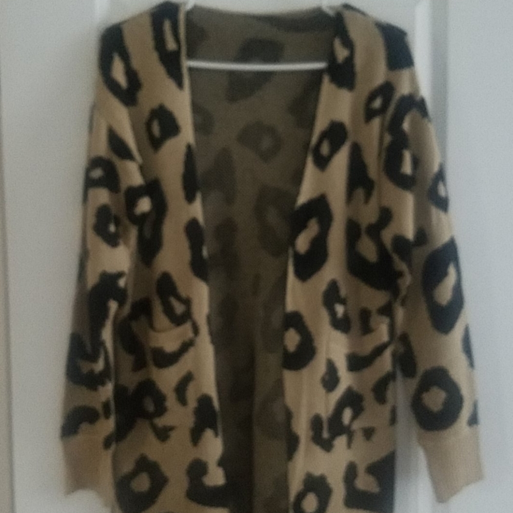 Leopard print long cardigan